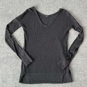 Lululemon Shirt Women Small Dark Grey What the Heart Wants Knit Sweater Top Lulu